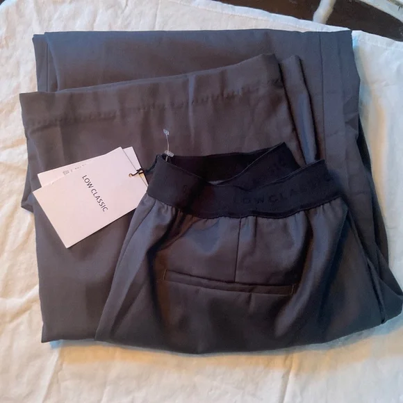 Low Classic NWT Pants Elastic Waistband Logo Pull On Gray - Picture 12 of 13